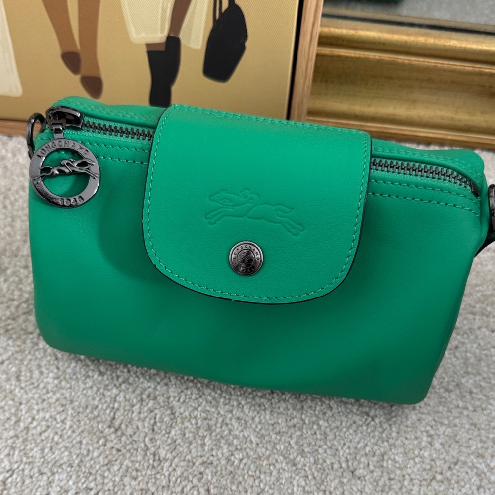 Longchamp LePliage Xtra Xs Leather Green Crossbody Bag - Picture 13 of 16
